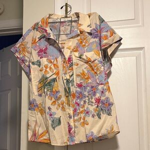 Mango Multicolor Floral Button Down Shirt